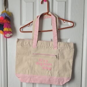 NWOT Pink and Cream DOG MOM Tote Bag